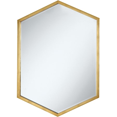 Hexagon Shaped Mirror With Gold Frame