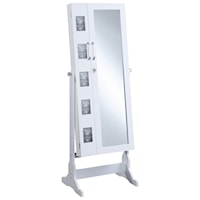 White Jewelry Cheval Mirror with Picture Frames