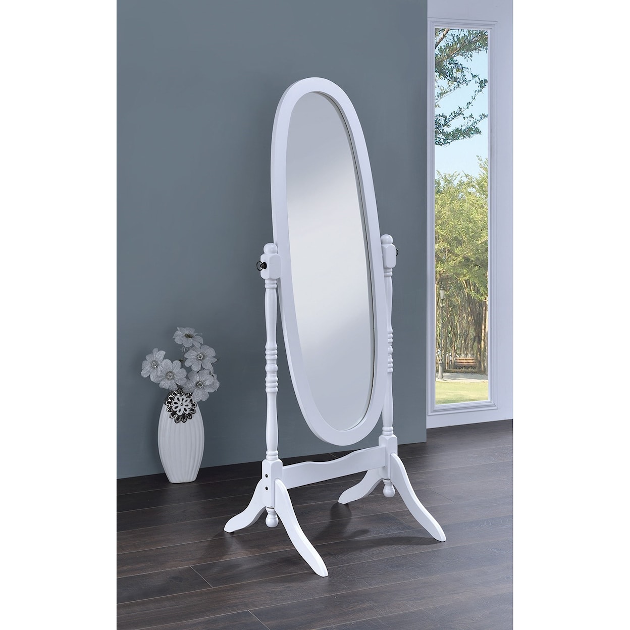 Coaster Accent Mirrors WHITE CHEVAL MIRROR |