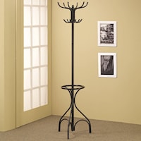 Black Metal Coat Rack with Umbrella Holder