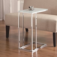 Chrome Snack Table with Frosted Tempered Glass Top