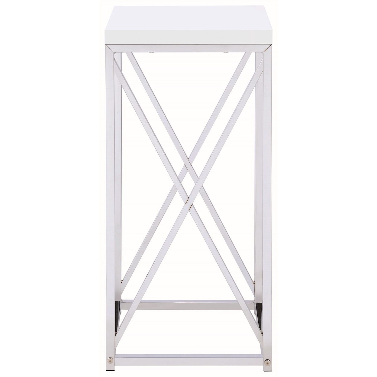 Coaster Accent Tables WHITE/CHROME PLANT STAND |