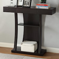 T-Shaped Console Table with 2 Shelves