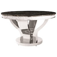 Faux Marble Dining Table with Chrome Stainless Steel Base