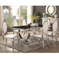 7 Piece Dining Set with Stainless Steel Table