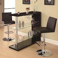 Rectangular Bar Unit with 2 Shelves and Wine Holder