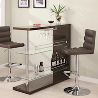 Rectangular Bar Unit with 2 Shelves and Wine Holder