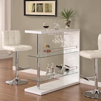 Rectangular Bar Unit with 2 Shelves and Wine Holder