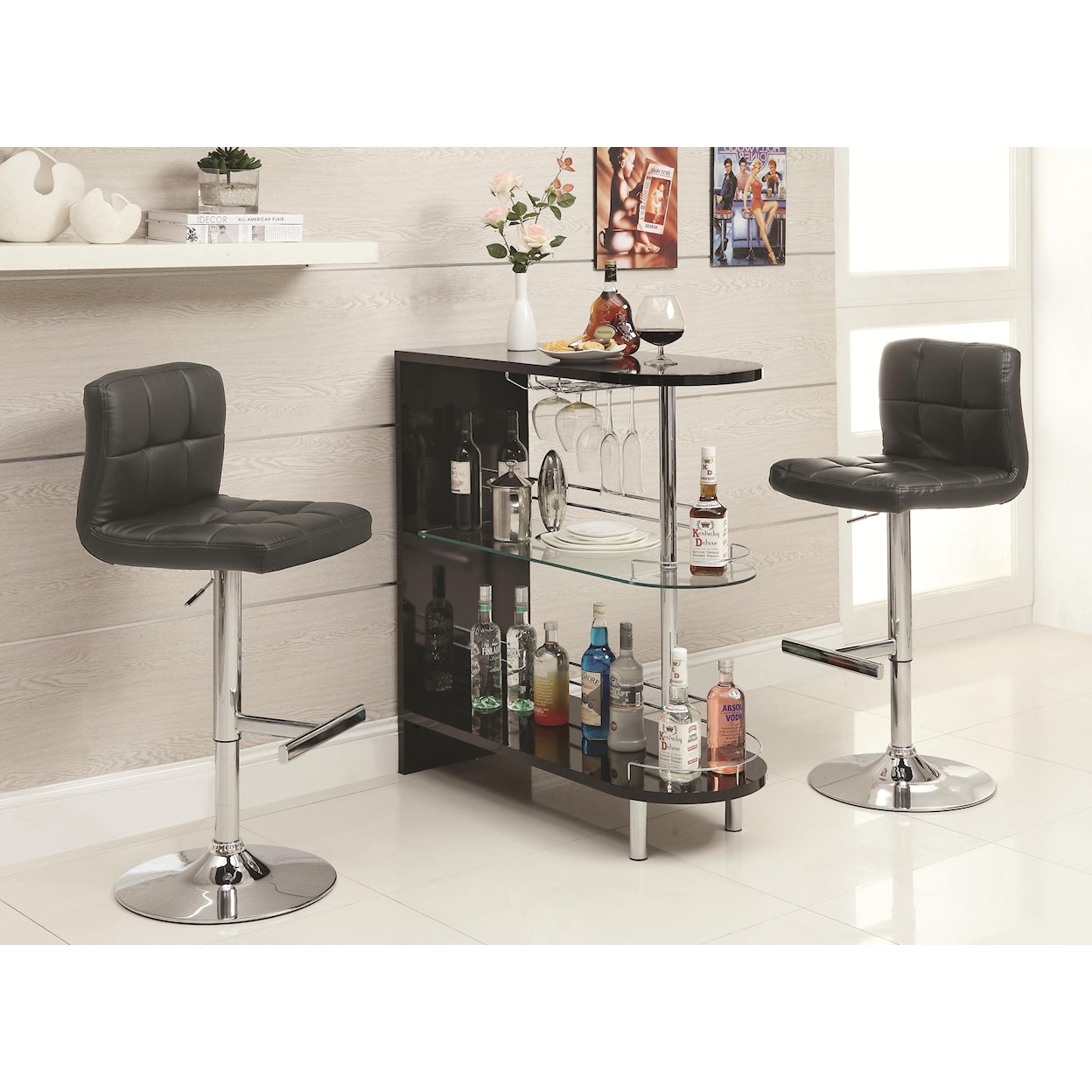 Coaster Bar Units and Bar Tables Black Bar Table