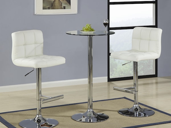3 Piece Bar Table with Glass Top Set 