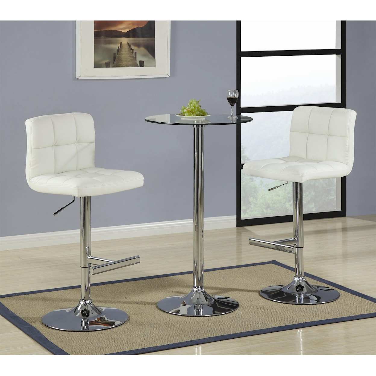 Coaster Bar Units and Bar Tables 3 Piece Bar Table with Glass Top Set 