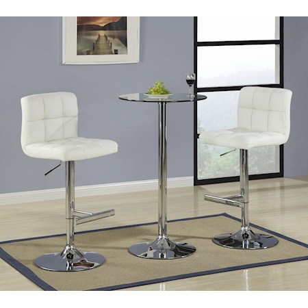 3 Piece Bar Table with Tempered Glass Top Set 