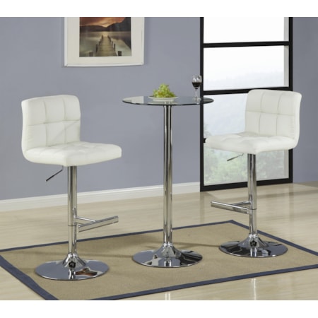 3 Piece Bar Table with Glass Top Set