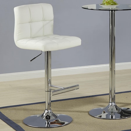 Contemporary Adjustable Cream Stool with Padded Straight Line Back