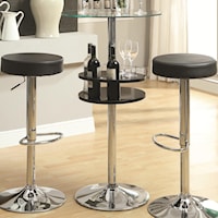 Black Bar Table with Tempered Glass Top and Storage