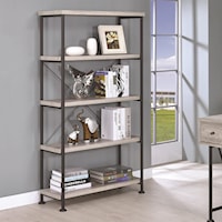 Small Wood and Metal Open Bookcase