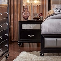 2 Drawer Nightstand with a Metallic Acrylic Drawer Front