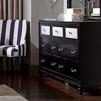 7 Drawer Dresser with Metallic Acrylic Drawer Fronts