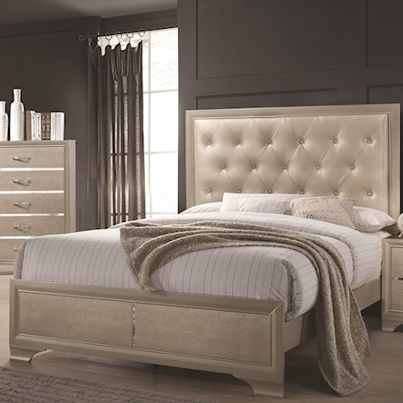 Upholstered King Bed with Button Tufting 