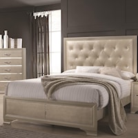 Upholstered Queen Bed with Button Tufting