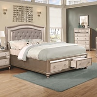 Upholstered Queen Bed with Storage Footboard