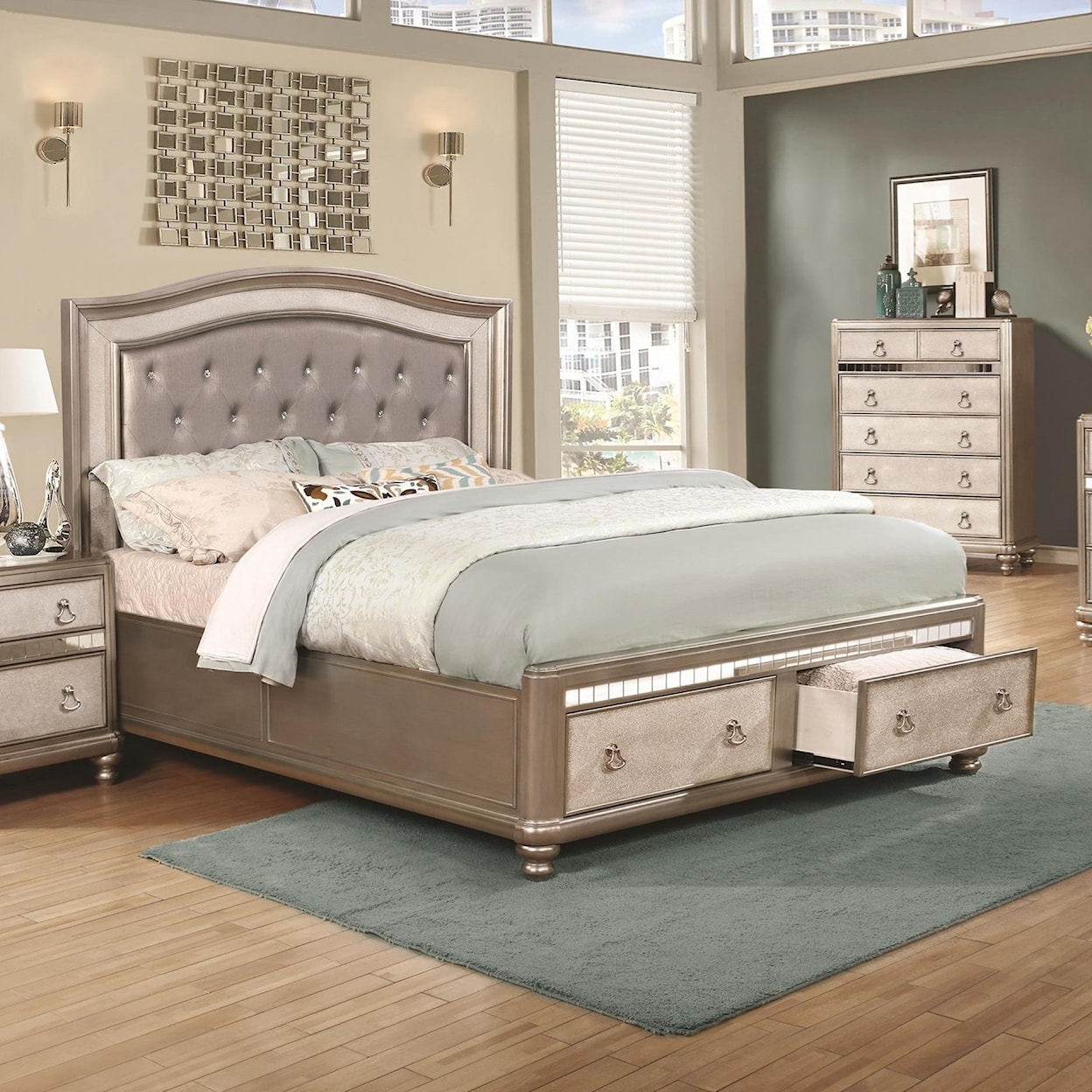 Coaster Bling Game Upholstered Queen Bed