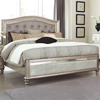 California King Bed with Button Tufting