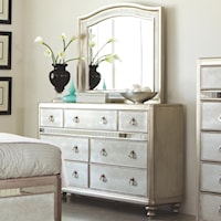 Dresser with 7 Drawers and Stacked Bun Feet and Mirror Set