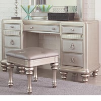 Vanity Desk with 7 Drawers and Stacked Bun Feet