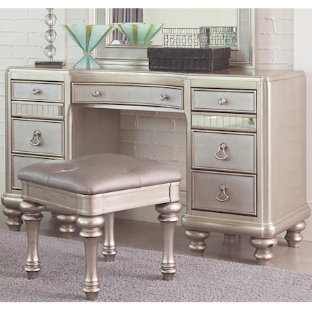 Vanity Desk with 7 Drawers and Stacked Bun Feet