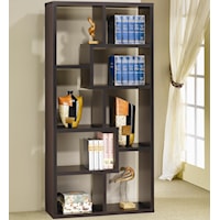 Contemporary Asymmetrical Cube Bookcase, Cappucino