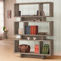 Contemporary Weathered Grey Open Bookcase