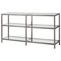 Industrial Metal Bookcase/Console with Glass Shelves