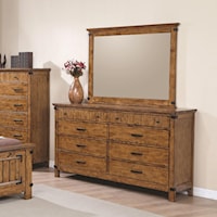 8 Drawer Dresser and Mirror with Wood Frame