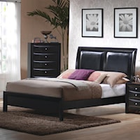 California King Low Profile Footboard Bed with Upholstered Panel Headboard
