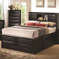 King Contemporary Storage Bed with Bookshelf
