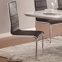 Contemporary Dining Side Chair with Upholstered Faux Black Seats and Chrome Legs