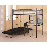 Twin Loft Bunk Bed with Futon Chair & Desk