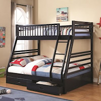 Twin over Full Bunk Bed with 2 Drawers and Attached Ladder