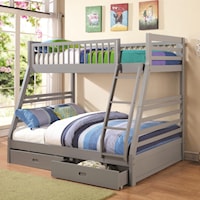 Twin over Full Bunk Bed with 2 Drawers and Attached Ladder