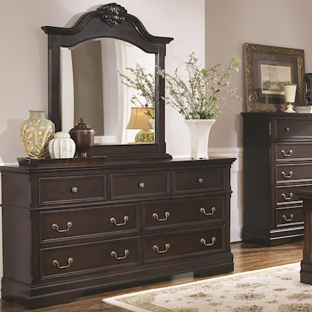 Dresser and Mirror Set