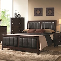 Upholstered California King Bed with Paneled Upholstery