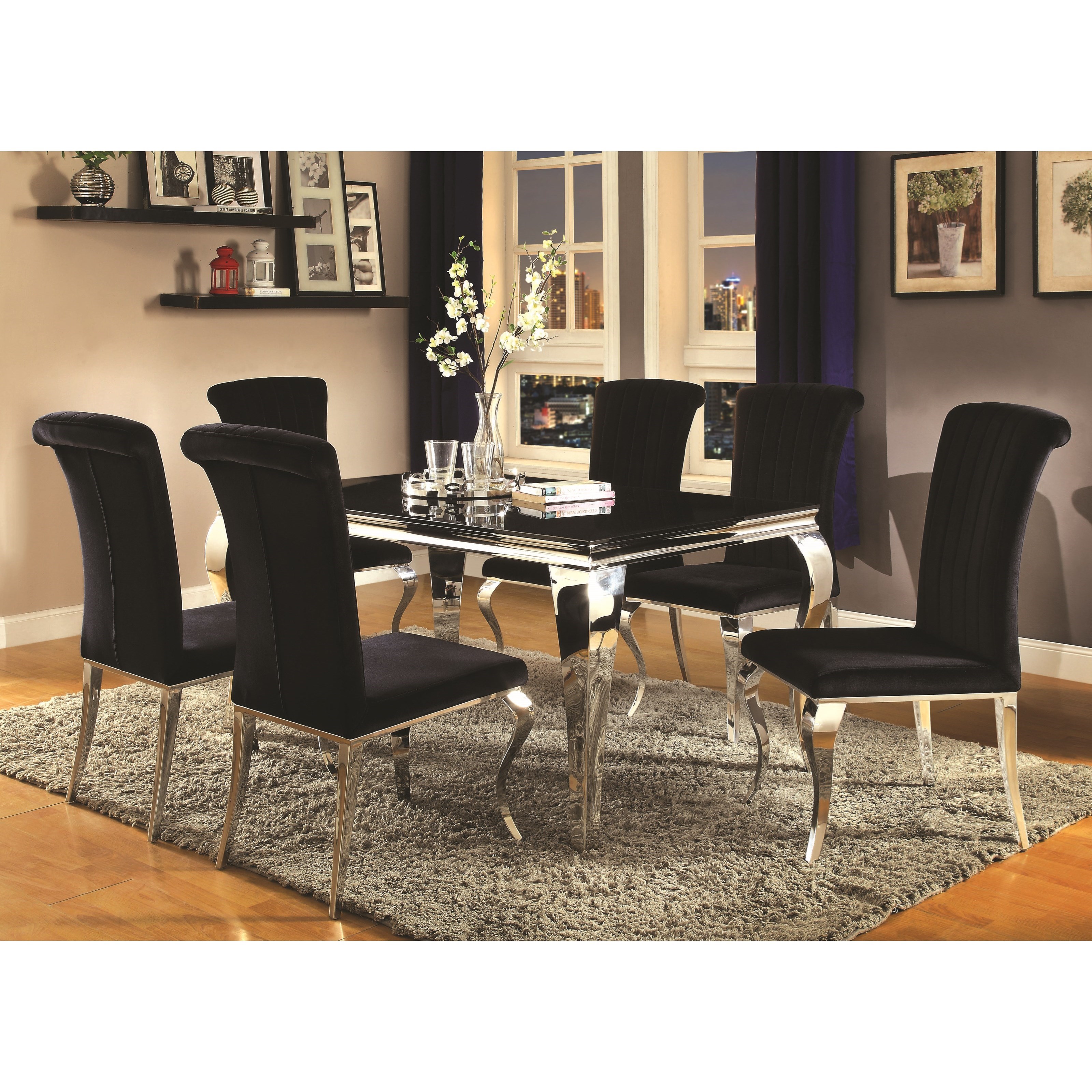 Contemporary Glam Dining Room Set with Upholstered Chairs