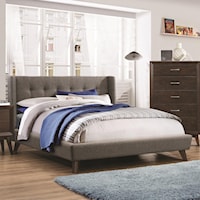 Full Upholstered Wing Bed