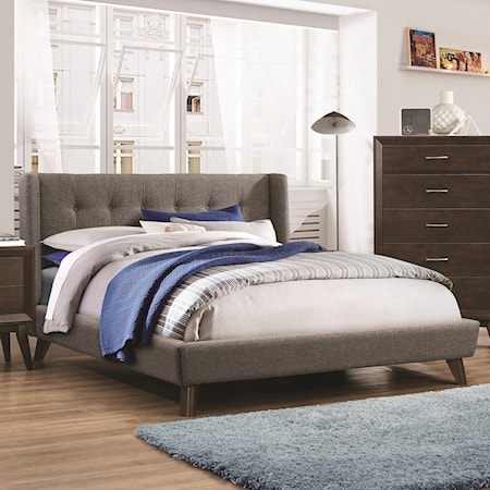 King Upholstered Wing Bed
