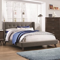 Queen Upholstered Wing Bed