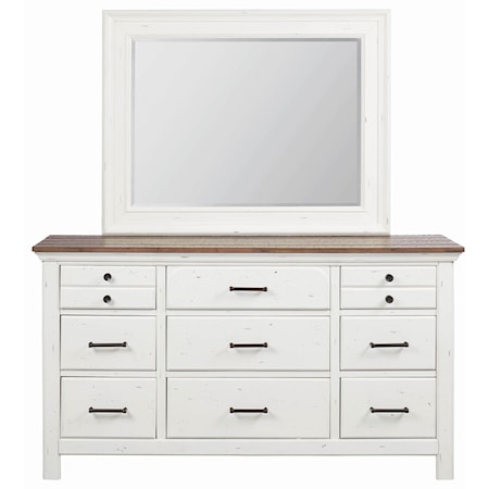 Dresser and Mirror Set