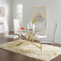 Glam 5-Piece Dining Set with Gold Colored Accents