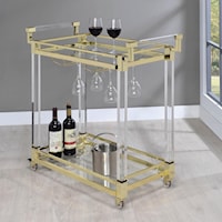 Glam Serving Cart with Gold Colored Accents