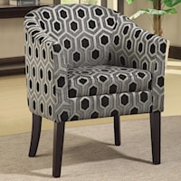 Hexagon Patterned Accent Chair with Wood Legs